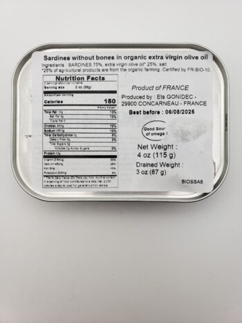 Image of Mouettes d'arvor boneless sardines back label