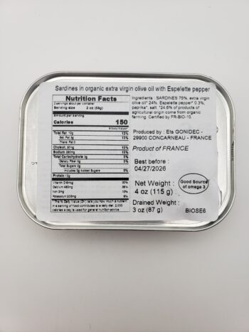 Image of Mouette d'arvor sardines with piment d'espelette back label