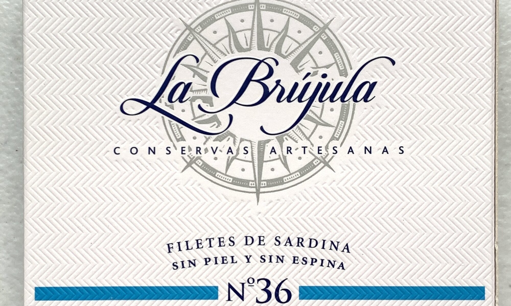 Image of the front of a package of La Brújula Boneless & Skinless Sardine Filetes No. 36