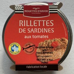 Image of the front of a jar of Mouettes d'Arvor Sardine Rillettes with Fresh Tomato