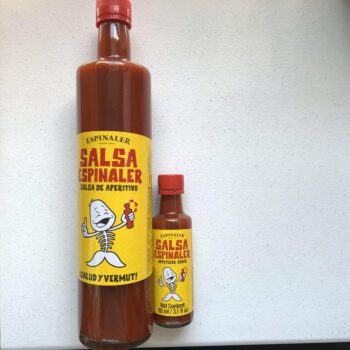 Image of a 750ml bottle of Espinaler Sauce next to a 92ml bottle