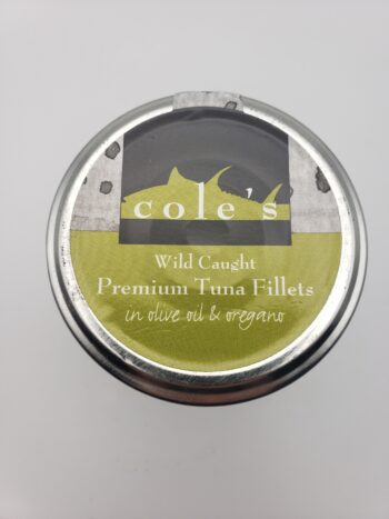 Image of Coles tuna fillets in olive oil with oregano top of jar
