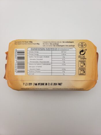 Image of MInerva mackerel in olive oil back label