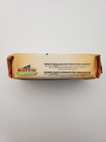 Image of MInerva mackerel in olive oil side label