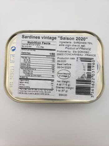 Image of Mouettes d'arvor vintage sardines millesime 2020 back label
