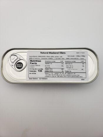 Image of Mouettes d'arvor mackerel in water label