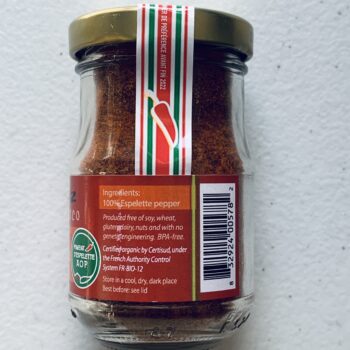 Image of the side panel of a jar of Piment d'Espelette
