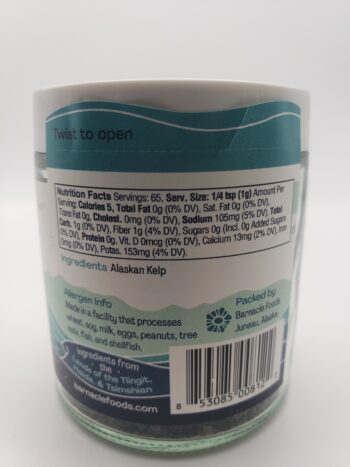Image of barnacle foods kelp pinch back label