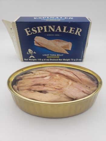 Image of Espinaler ventresca yellowfin tuna opened tin