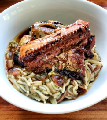 Image of Fish Dish: Broiled Seasoned Saury, Onion, and Kelp Ramen