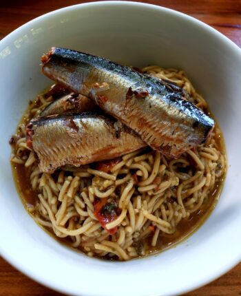 Image of Fish Dish: Sardines in Sweet Soy, Tomato, and Kelp Ramen