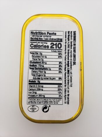 Image of bon appetit sardines in sunflower oil back label