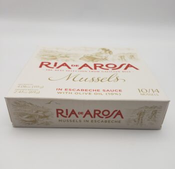 Ortiz Ria de Arosa Mussles in Escabeche 10/14 side of box