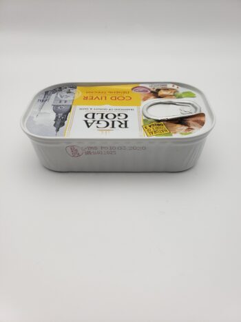 Image of Riga Gold cod liver side view of tin