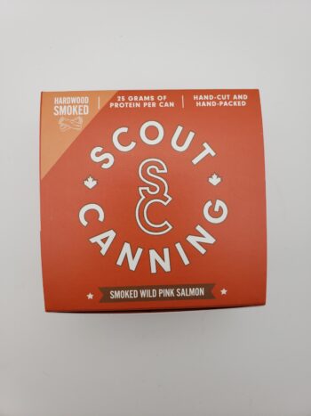 Image of Scout smoked wild pink salmon top of box