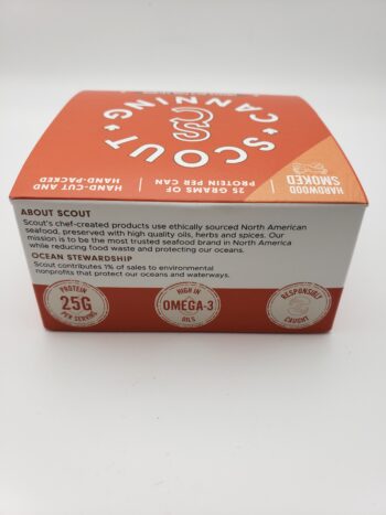Image of Scout smoked wild pink salmon back of box