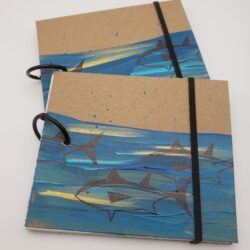 Image of handmade tuna book with elastic closure