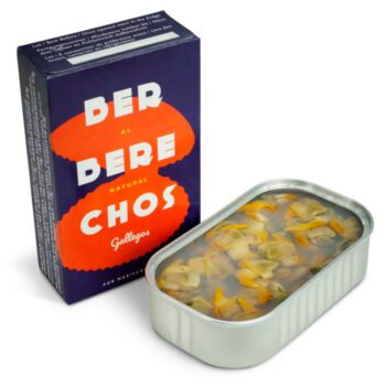 Image of the front of a package and an open tin of Don Gastronom Cockles in Brine 55/65