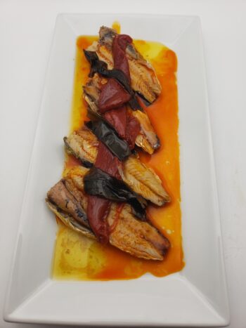 Image of Porto Muinos piquillo peppers in sweet kombu on boneless sardines