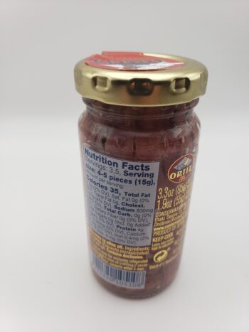 Image of Ortiz anchovies in extra virgin olive oil jar back label