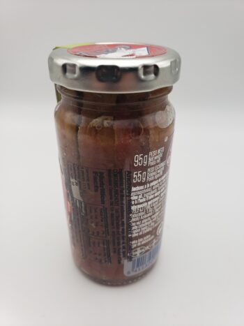 Image of Ortiz anchovies in extra virgin olive oil jar back of jar