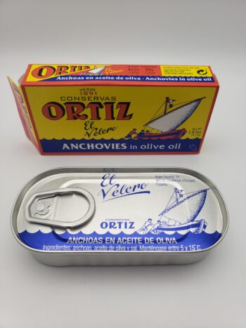 Image of Ortiz anchovies in tin with box