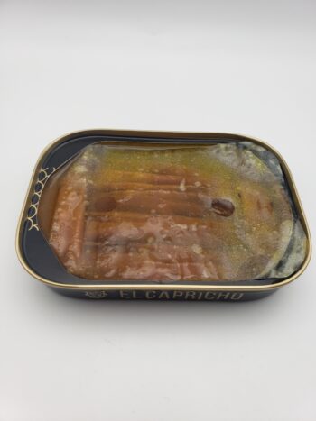 Image of el capricho anchovies open tin with paper