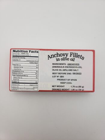 Image of Callol Serrat anchovies back label