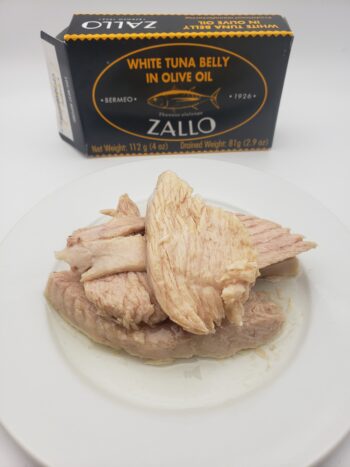 Image of Zallo tuna belly on plate with package