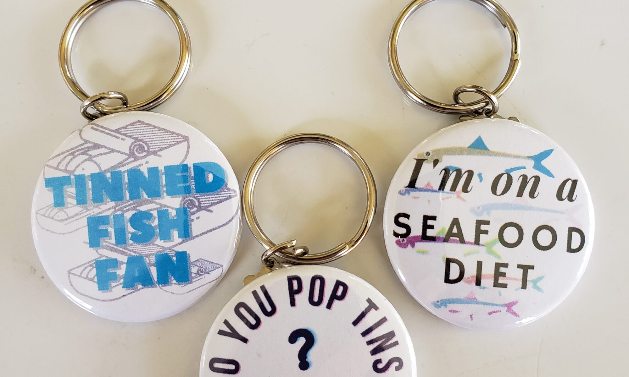 Image of various fish keychains