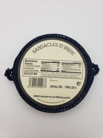 Image of Conservas de Cambados barnacles in brine back label