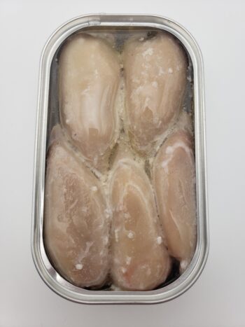 Image of Espinaler baby squid in olive oil with chili and garlic open tin