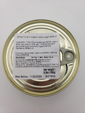 Image of Les Mouettes d'arvour tuna in olive oil back label