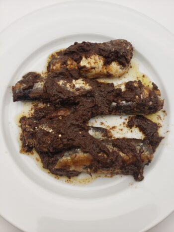 Image of Ferrigno sardines with tapenade on plate