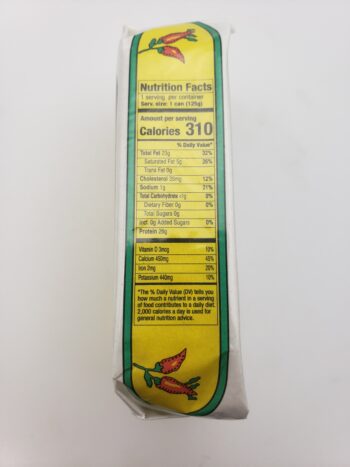 Image of extra spiced Nuri label with nutritional information