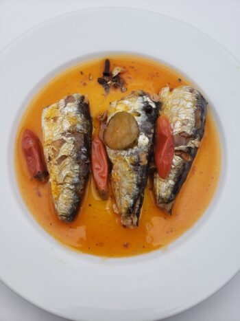 Image of extra spiced Nuri sardines on plate