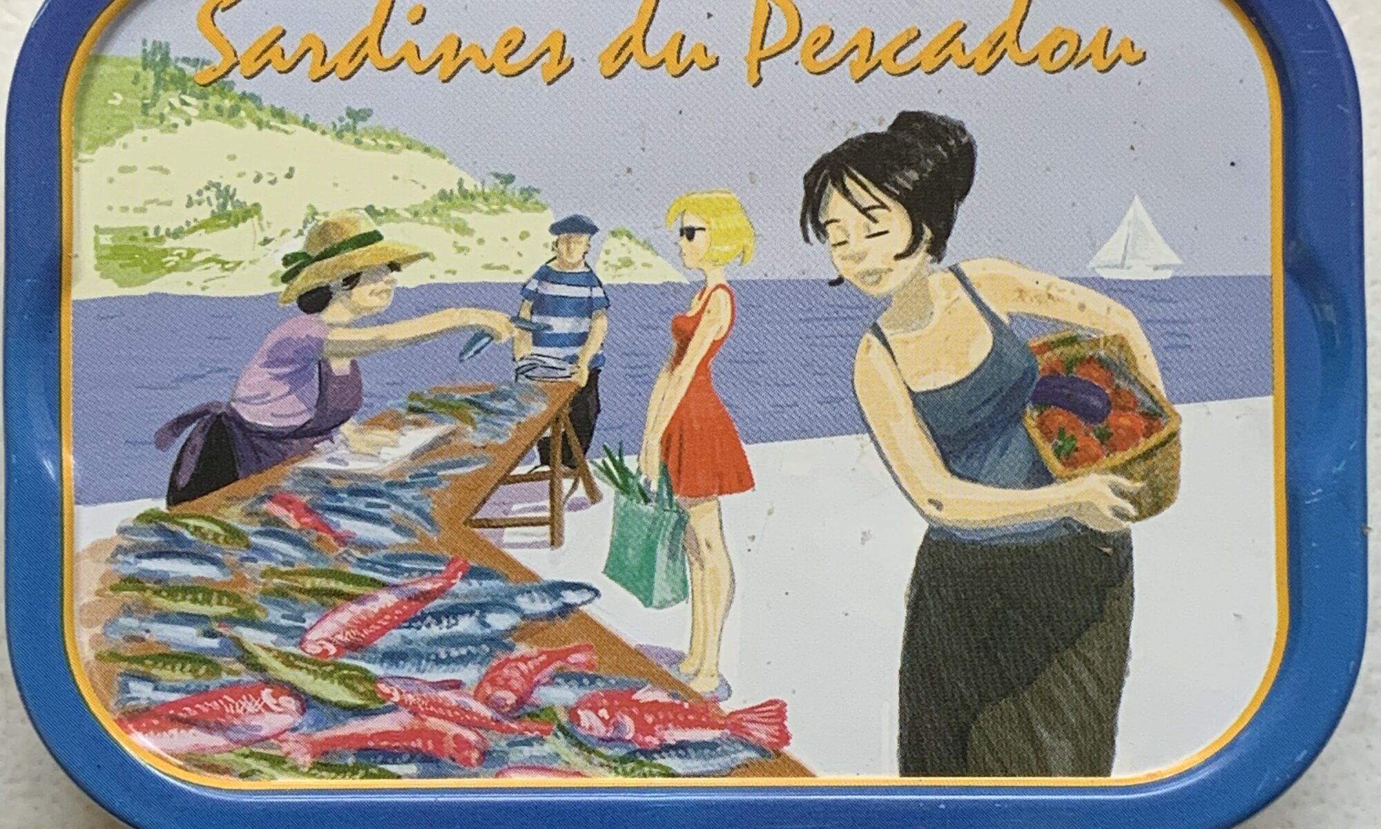Image of the front of a tin of Ferrigno Les Belles de Marseille Sardines au Pescadou (Stewed in Lemon, Garlic, Parsley)