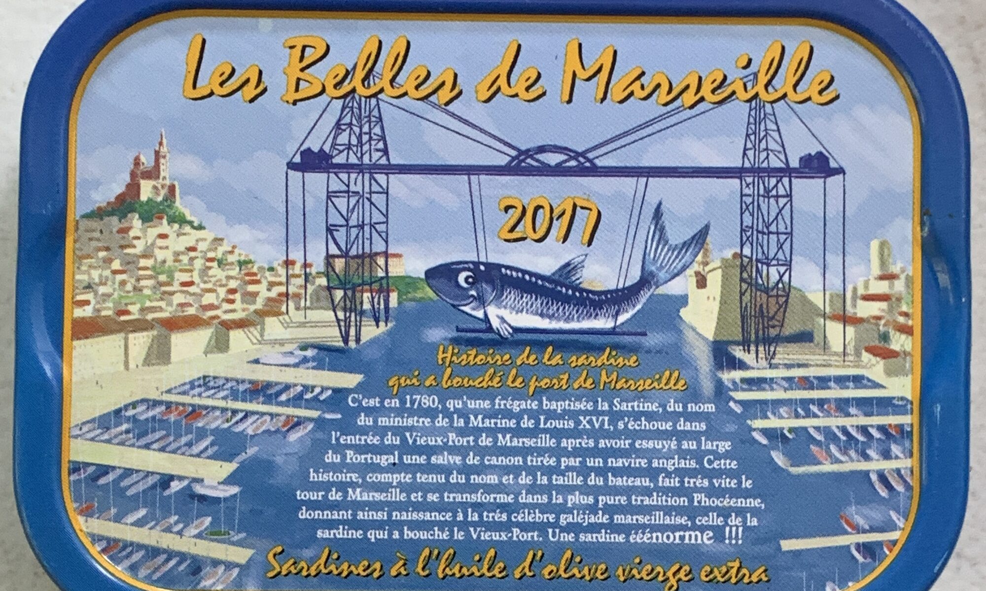 Image of the front of a tin of Ferrigno Les Belles de Marseille Vintage Sardines (2017)