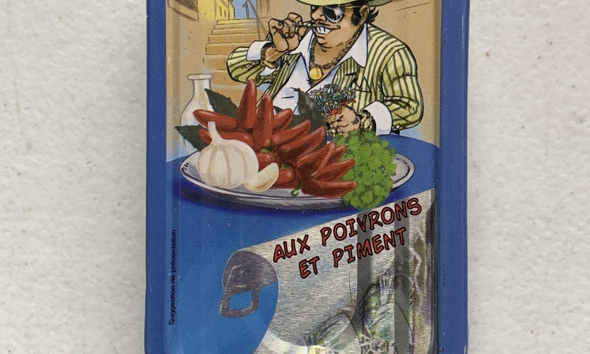 Image of the front of a tin of Ferrigno Les Belles de Marseille Mackerel Fillets with Pepper and Chili