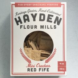 Image of the front of a package of Hayden Flour Mills Red Fife Mini Crackers