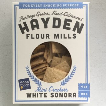 Image of the front of a box of Hayden Flour Mills White Sonora Mini Crackers