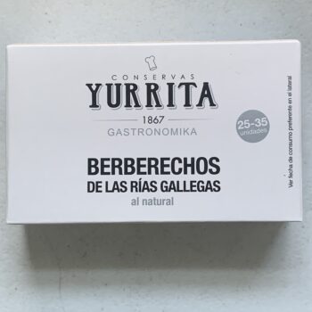 Image of the front of a package of Yurrita Cockles in Brine 25/35