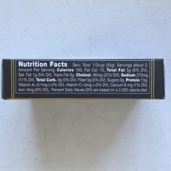 Image of the Nutrition Info panel of a package of Ramón Peña Octopus in Olive Oil, Gold Line