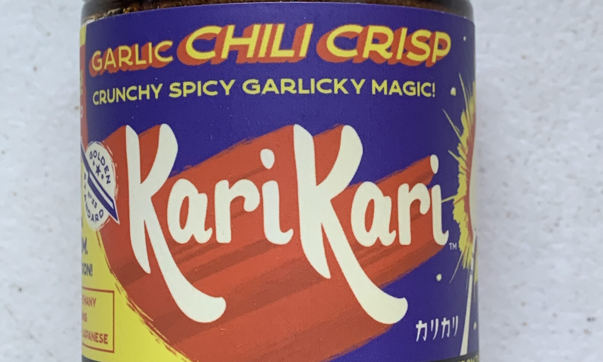 Image of the front of a jar of KariKari Garlic Chili Crisp, 6 oz, Glass Jar