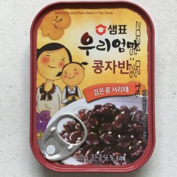 Image of the front of a tin of Sempio Braised Black Beans in Soy Sauce