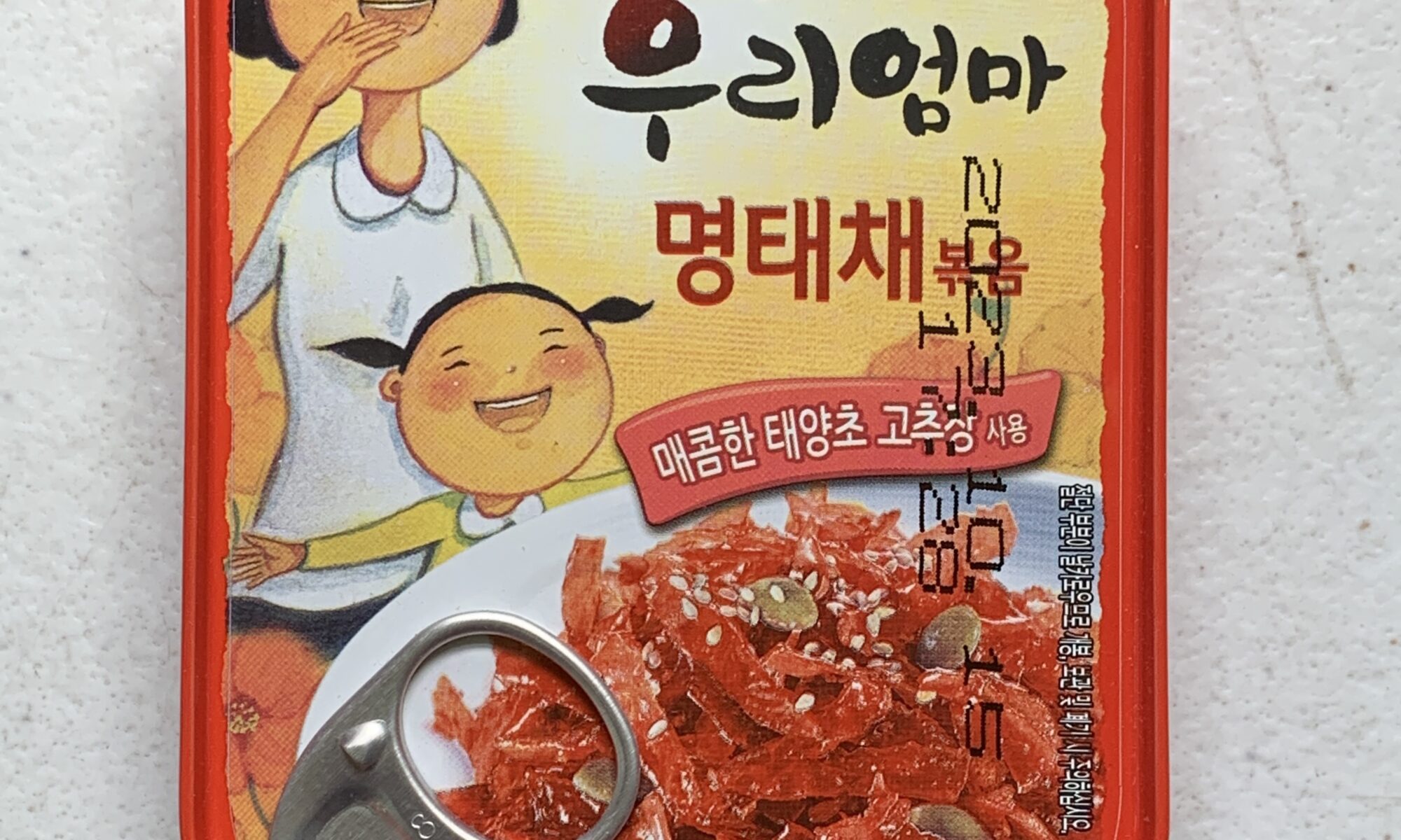 Image of the front of a tin of Sempio Braised Dried Pollock in Spicy Sauce (Gochujang)