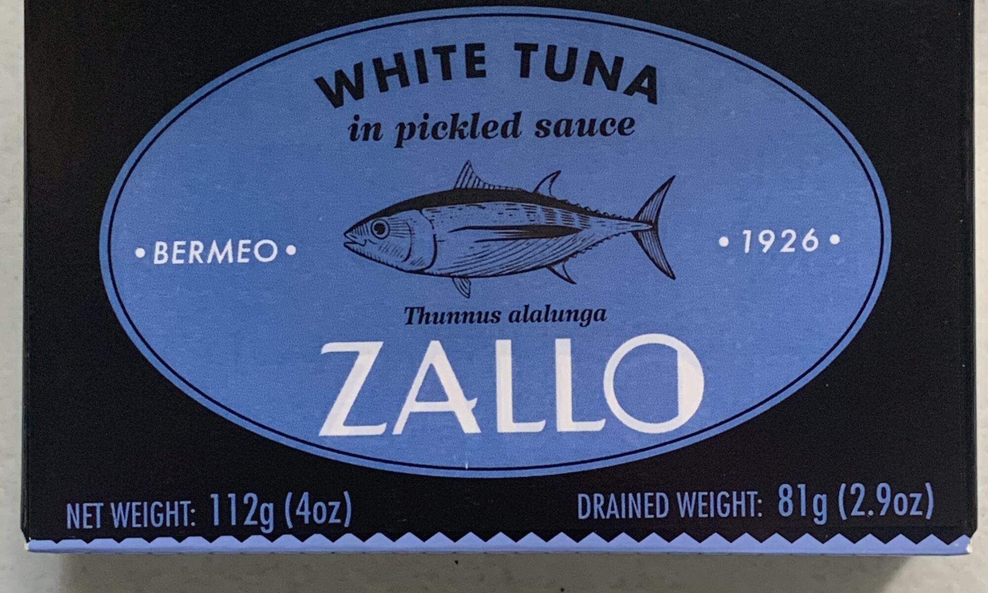 Image of the front of a package of Zallo Bonito del Norte (White Tuna) in Escabeche