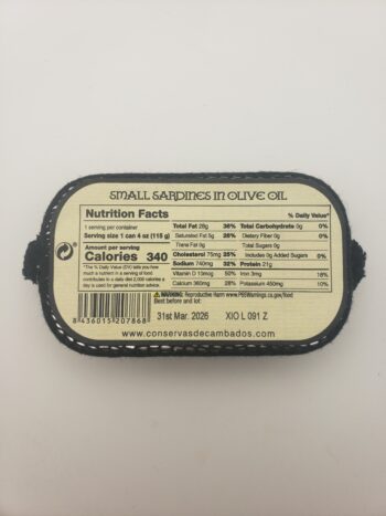 Image of Conservas de Cambados small sardines 25/30 back label