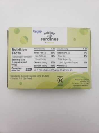 Image of Oceans sprats in olive oil back label