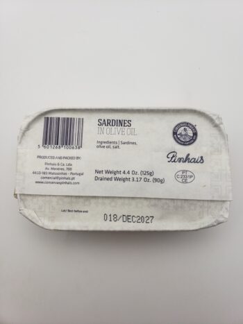 Image of Pinhais sardines in olive oil back label